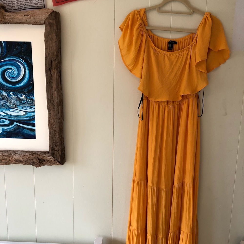 Forever 21 off the shoulder maxi in marigold